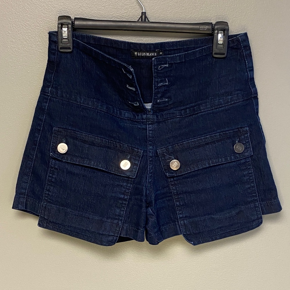 Le Lis Blanc Navy High-Waisted Denim Shorts (Size 36) – EUC